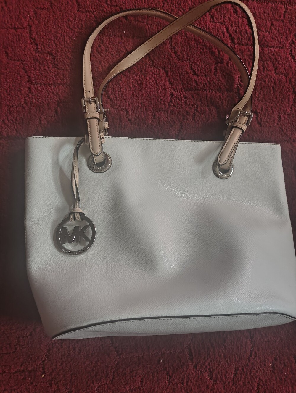 Michael Kors White Tote with Tan Straps